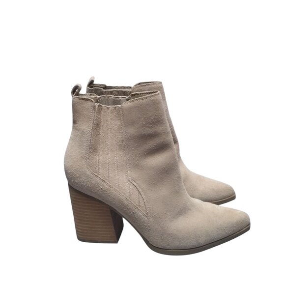 Marc Fisher Women's Size 10M Alva Taupe Pointed Toe 3.5 Inch Block Heel Booties - Picture 1 of 7